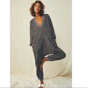 Free People Intimately Just Because Animal Printed Oversized JumpSuit Size S